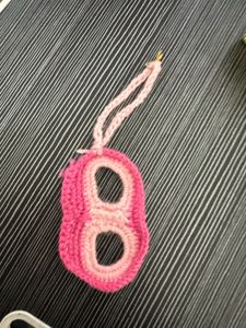 Crocheted Pink alphabet “B” charm.
