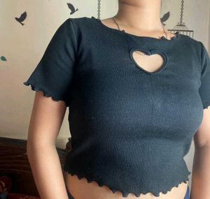White Wrap Top, Black Heart Top