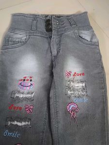 Cute Grey Denim Jeans for Girls