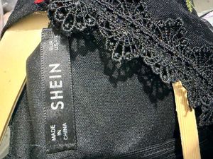 Shein Chic Embroidered Black Mesh Dress