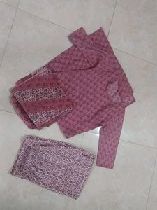 Ethnic Kurta Set - Pink Floral Print