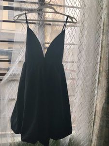 Elegant Black Textured Mini Dress