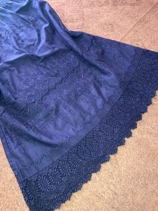 Navy Blue Embroidered Smocked Dress