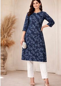 Blue Floral Print Kurta