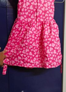 Cute Pink Heart Print Dress