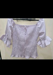 Lilac Smocked Puff Sleeve Top
