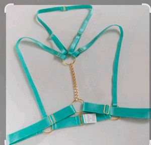 Blue Halter Neck Bra Holder Harness