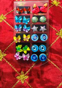 Cute Earring Set - Butterflies & Evil Eye