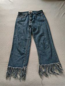 Frayed Hem Denim Jeans