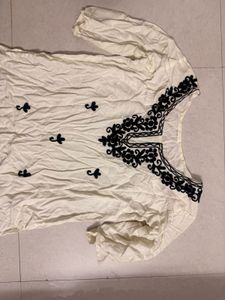 Embroidered Cream Kurta