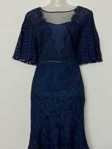 Pintresty Elegant Navy Lace maxi Dress