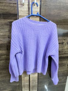 Cozy Lilac Ribbed Knit Sweater
