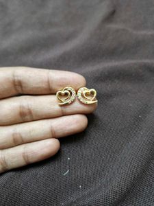 Heart Stud Earrings with Diamonds