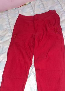 Red Button Detail Pants