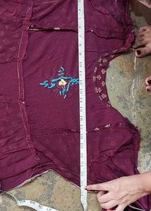 Maroon Ethnic Gown with Embellished Neckline