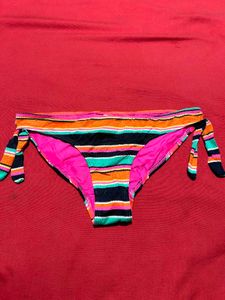 Multicolor Striped Bikini Bottom | Tie Side |