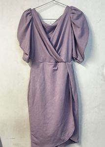 Elegant Puff Sleeve Wrap Dress