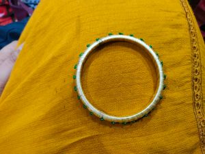 Green &amp; Gold Silk Thread Bangles