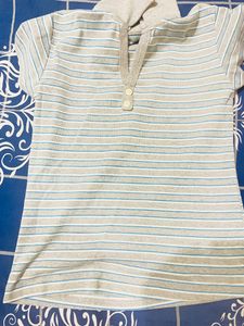 Grey With Blue Strip Tshirt