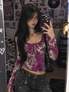 🇳🇿💫🎀Y2K Floral Print Long Sleeve Top