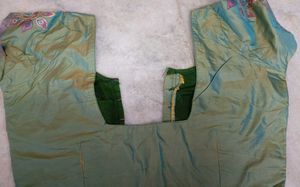Olive Green Silk Saree with Peacock Motif