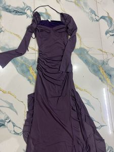 Elegant Purple Ruched Maxi Dress