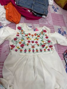 Embroidered Cold Shoulder Blouse