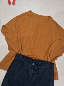 ❗SALE❗Solid dark orange oversized top