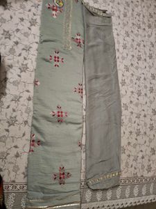 Unstitched Grey Kurta Set with Intricate Embroider