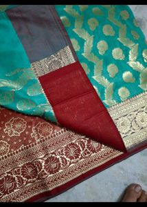 Elegant Teal Banarasi Saree
