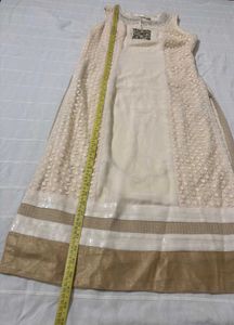 Cream Kurta with Intricate Neckline