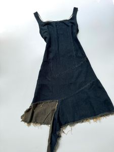 Denim fitted ruffle dress