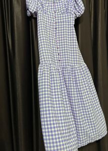 Purple Gingham Tiered Midi Dress