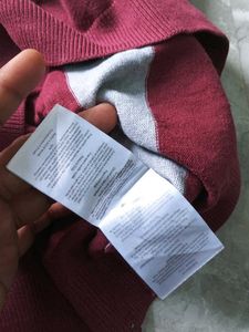 Jean pascal Striped Maroon and Grey Pullover