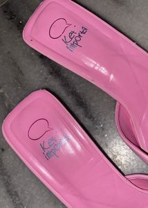 Pink Pointed Toe Heels with Embellishments