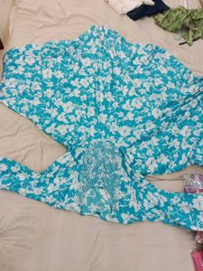 Blue Floral Anarkali Kurta