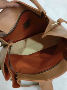 Stylish Tan Faux Leather Shoulder Bag