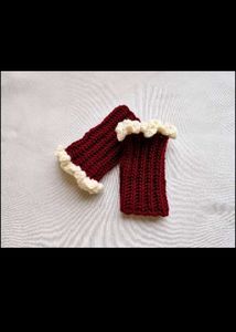 Burgundy Ruffle Fingerless Gloves