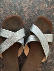 Sparkling Silver Crossover Sandals