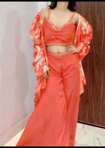 Stylish Orange Indo western set