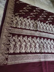 Maroon pure Banarasi Silk Saree