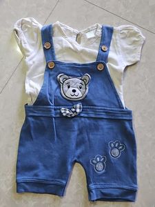 Cute Bear Overalls Set