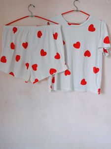 Heart Print Pajama Set