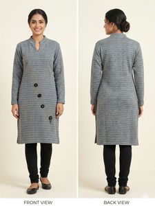 Stylish Grey Striped Kurta with Embellishments