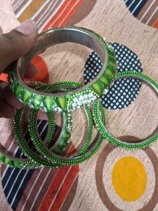 Stunning Green Bangles with Crystals