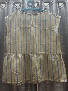 M&amp;S Striped Peplum Top