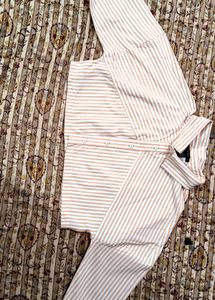 Striped Cropped Shirt Jacket
