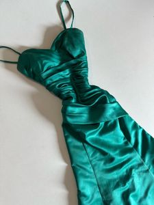 Emerald Green Satin Dress