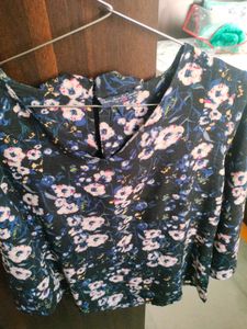 Floral Print Top with Bell Sleeves