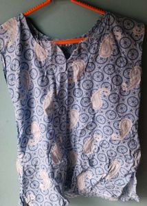 Blue Paisley Print Kurta / cotton